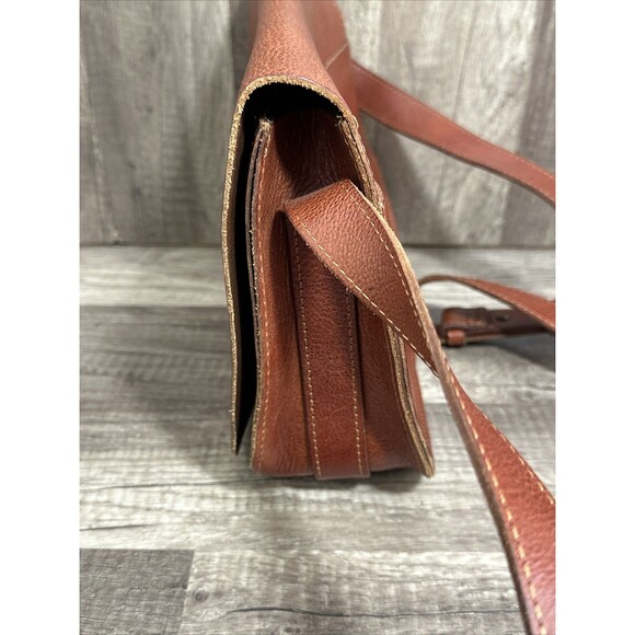 Lucky Brand The Point Leather Saddle Bag Cognac Leather Crossbody Purse Bag - Picture 5 of 10
